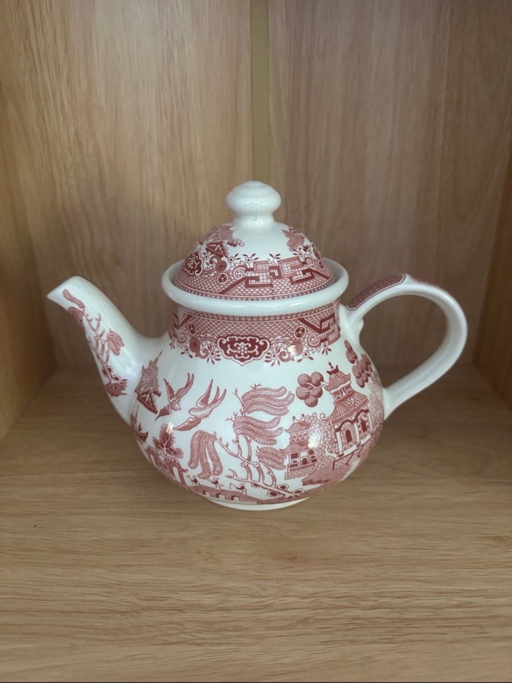 Ceramic Teapot with Lid in "Willow Rosa Pink" by Churchill